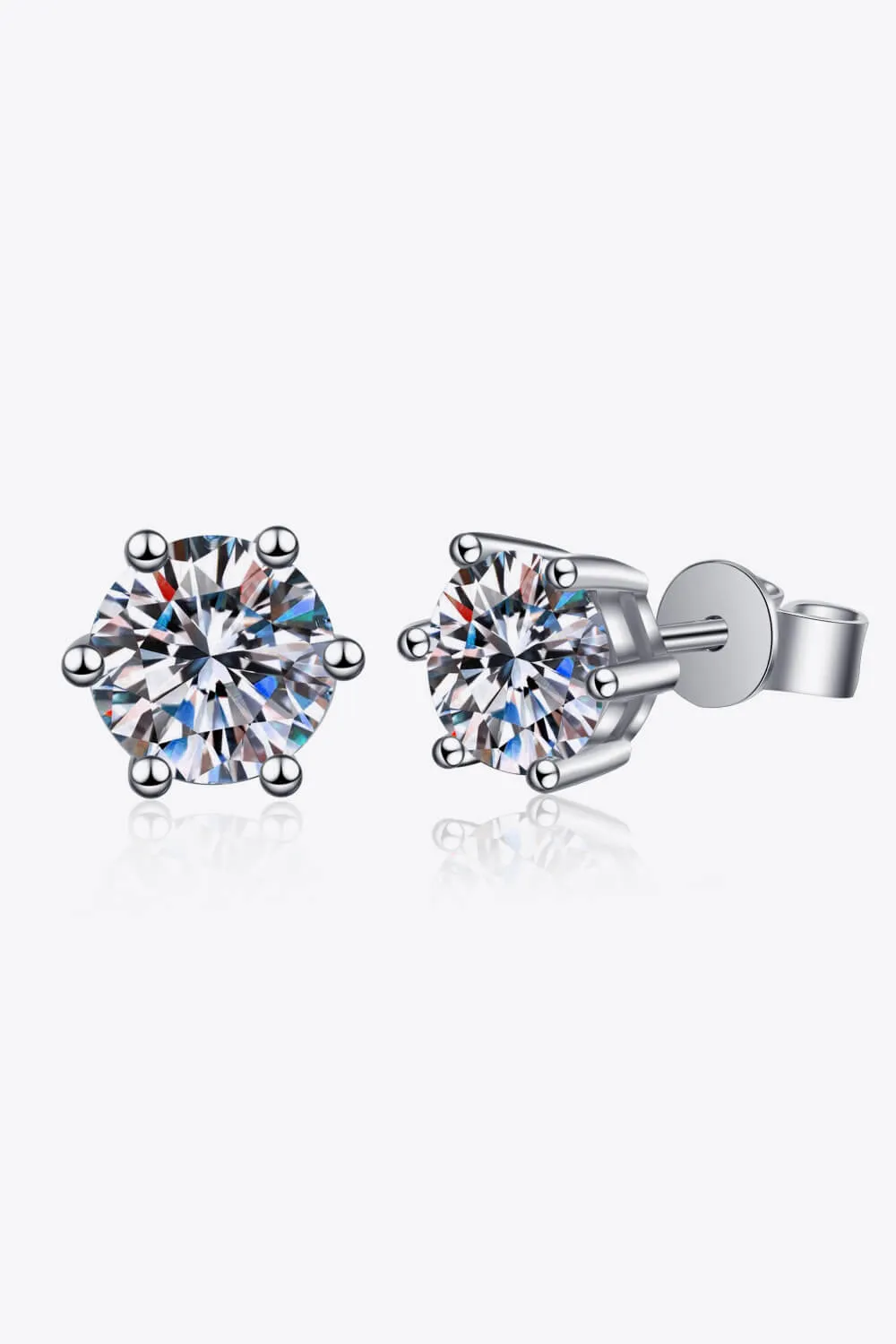 1 Ct Moissanite Six Prong Stud Earrings