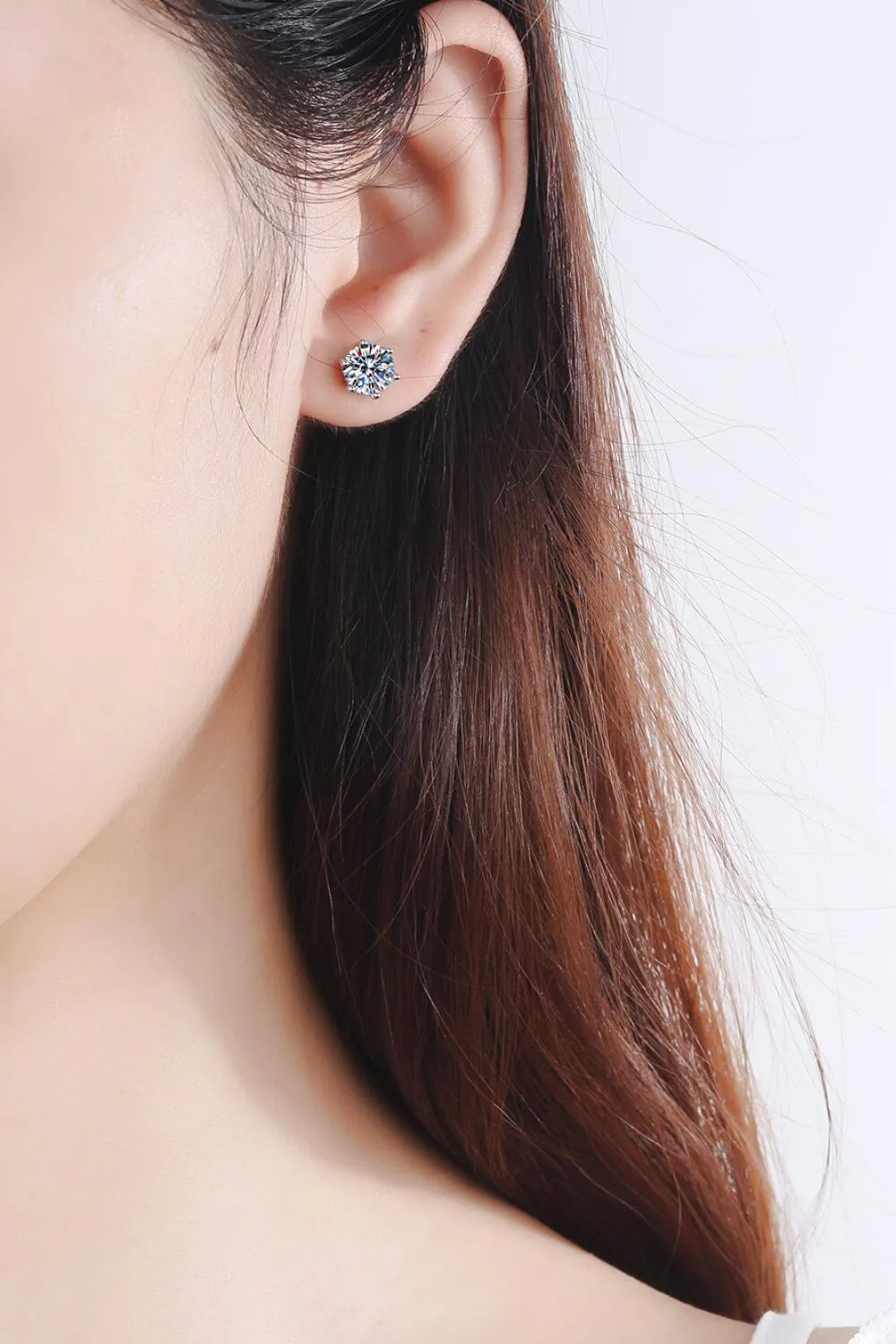 1 Ct Moissanite Six Prong Stud Earrings