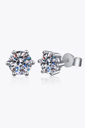 1 Ct Moissanite Six Prong Stud Earrings