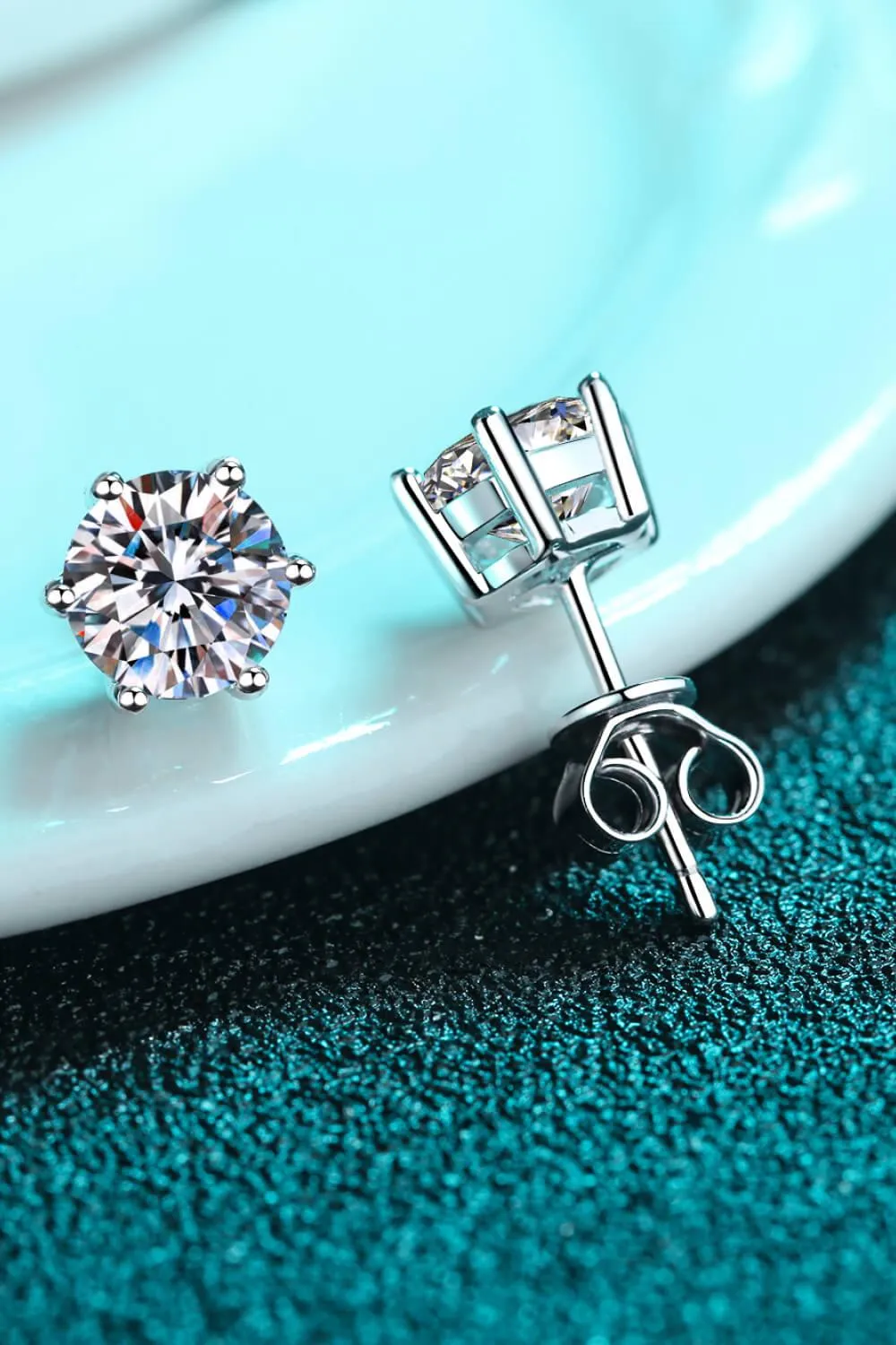 1 Ct Moissanite Six Prong Stud Earrings