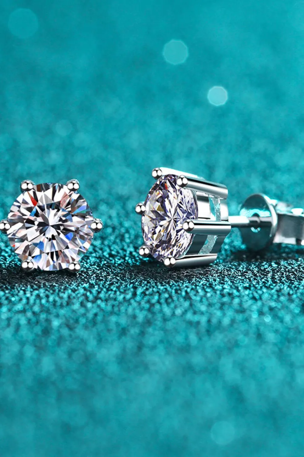 1 Ct Moissanite Six Prong Stud Earrings