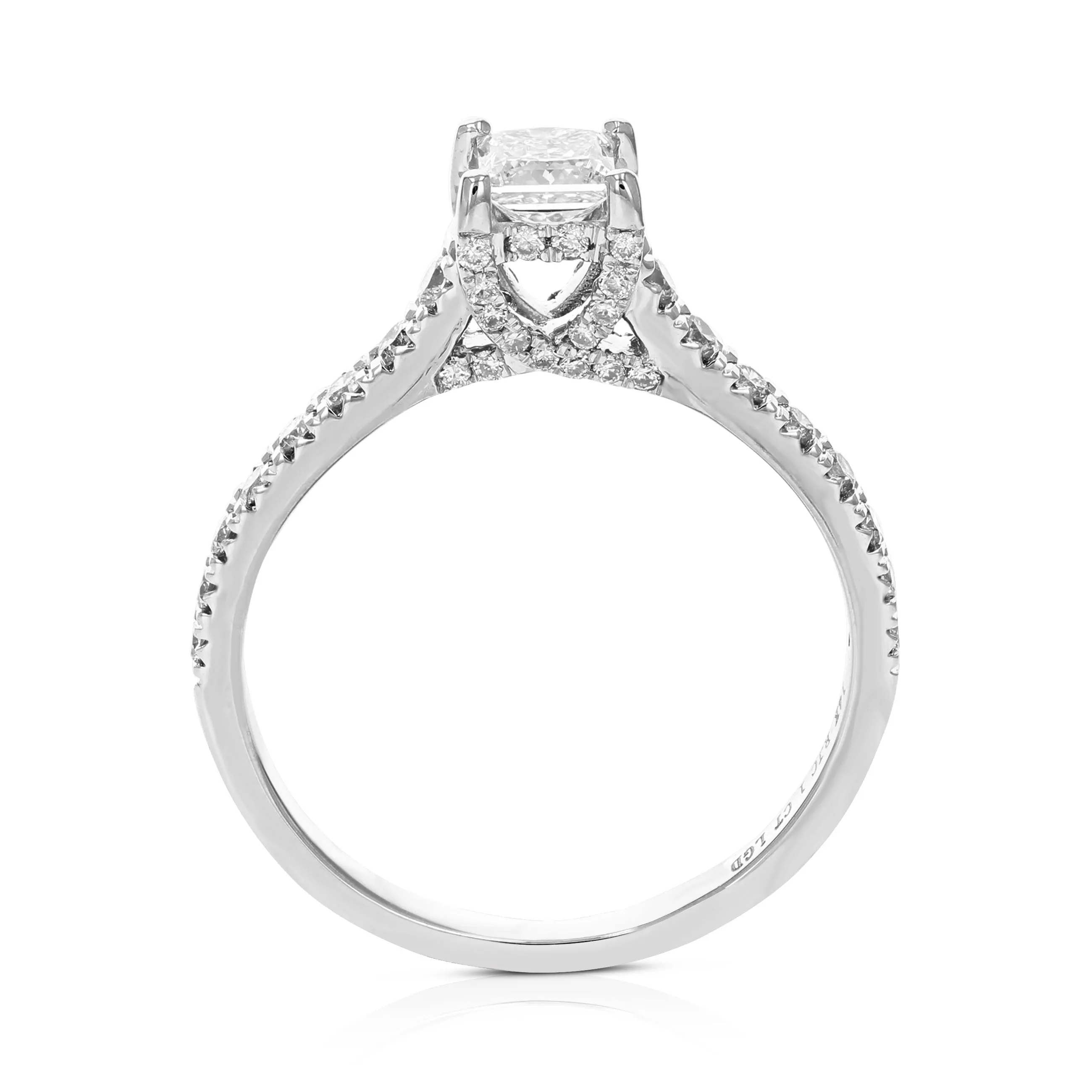 1 cttw Lab Grown Princess Diamond Engagement Rings 14K White Gold