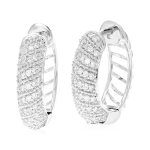 1/3 cttw Lab Grown Diamond Round Hoop Earrings in Sterling Silver