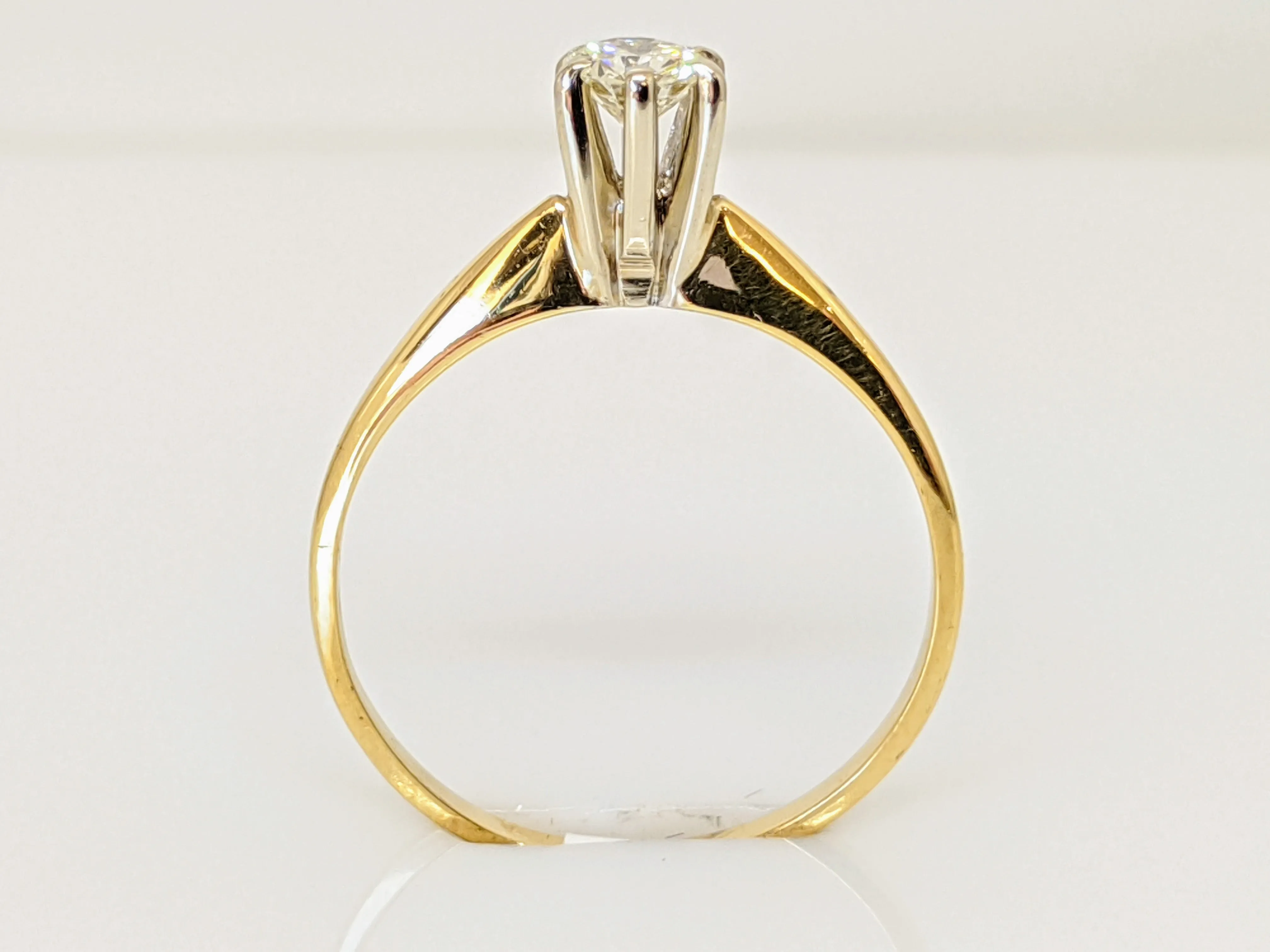 14K .25 CARAT TOTAL SI2 I DIAMOND ROUND SOLITAIRE ESTATE RING 1.6 GRAMS