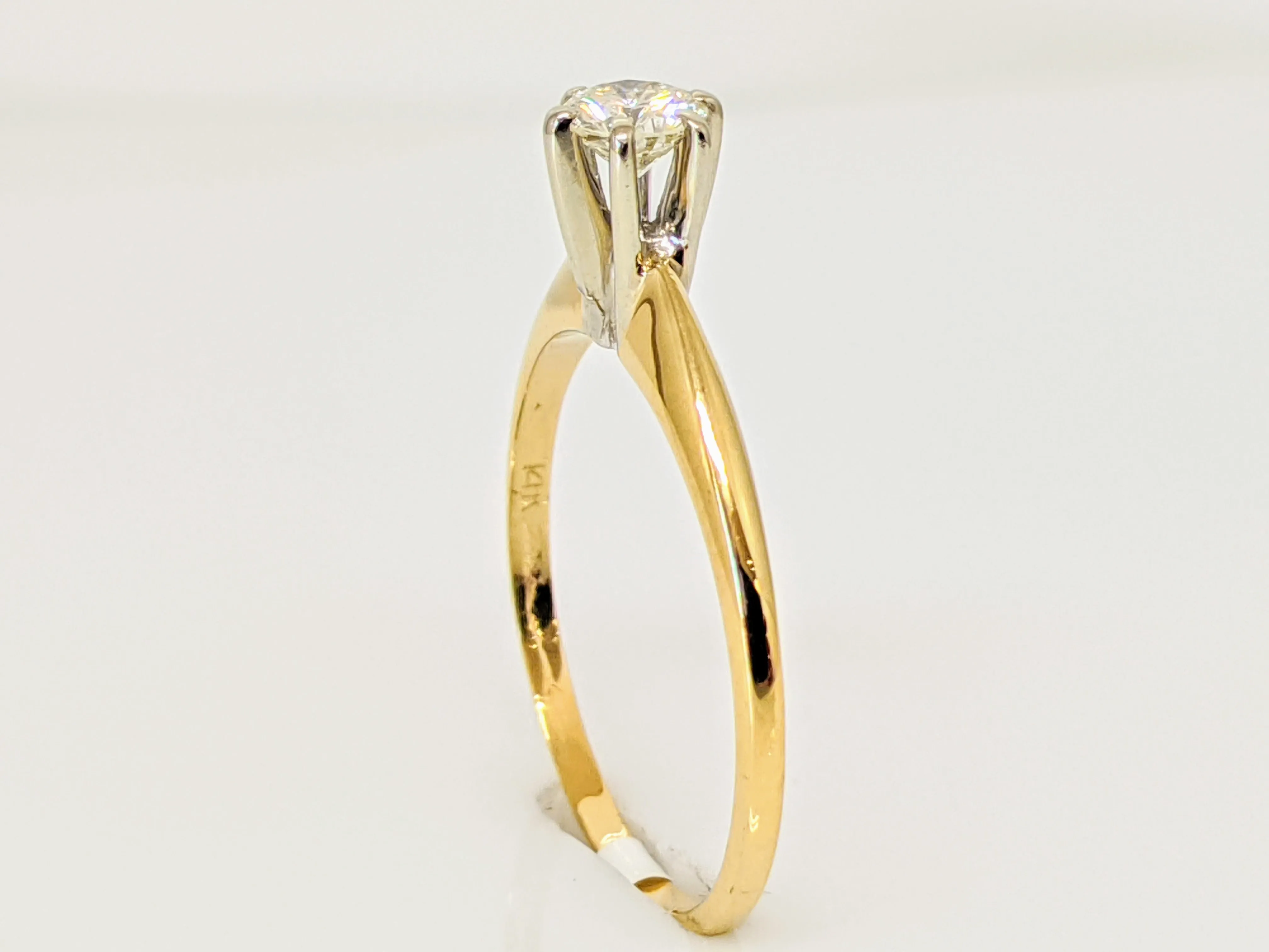 14K .25 CARAT TOTAL SI2 I DIAMOND ROUND SOLITAIRE ESTATE RING 1.6 GRAMS