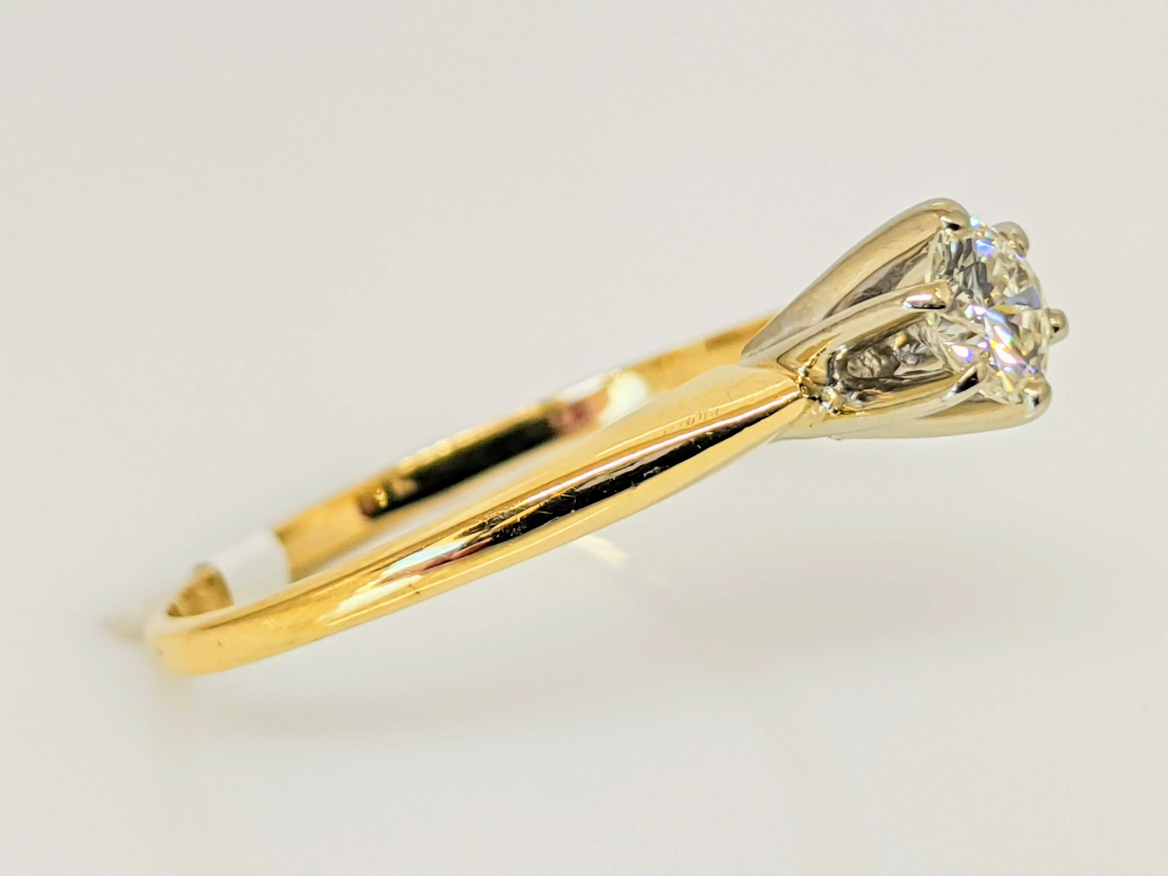 14K .25 CARAT TOTAL SI2 I DIAMOND ROUND SOLITAIRE ESTATE RING 1.6 GRAMS