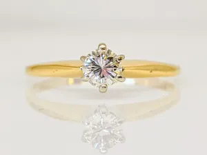 14K .25 CARAT TOTAL SI2 I DIAMOND ROUND SOLITAIRE ESTATE RING 1.6 GRAMS