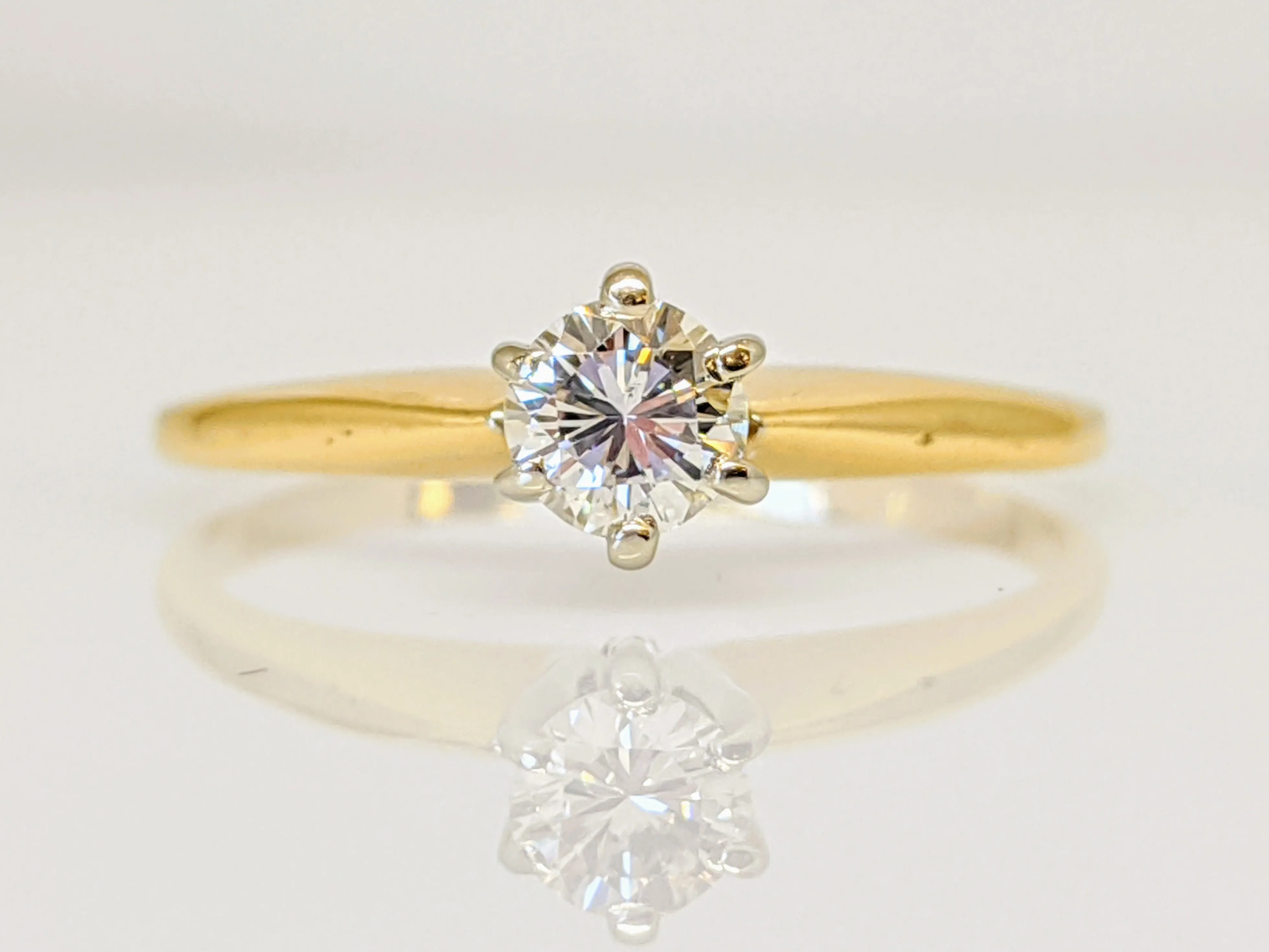 14K .25 CARAT TOTAL SI2 I DIAMOND ROUND SOLITAIRE ESTATE RING 1.6 GRAMS