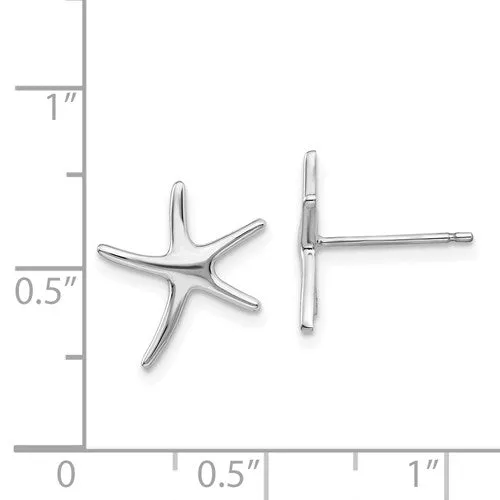 14K WHITE GOLD MINI DANCING STARFISH POST EARRINGS
