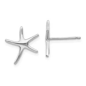 14K WHITE GOLD MINI DANCING STARFISH POST EARRINGS