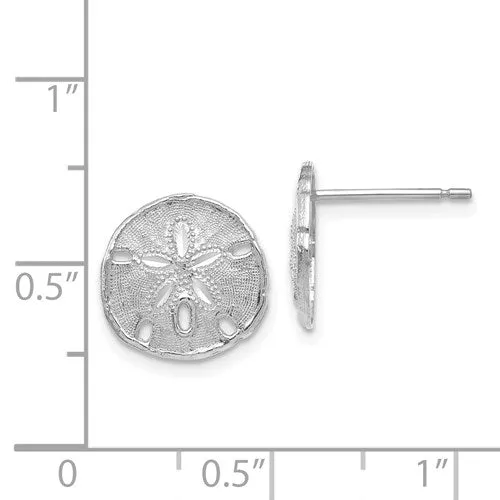 14K WHITE GOLD SAND DOLLAR POST EARRINGS