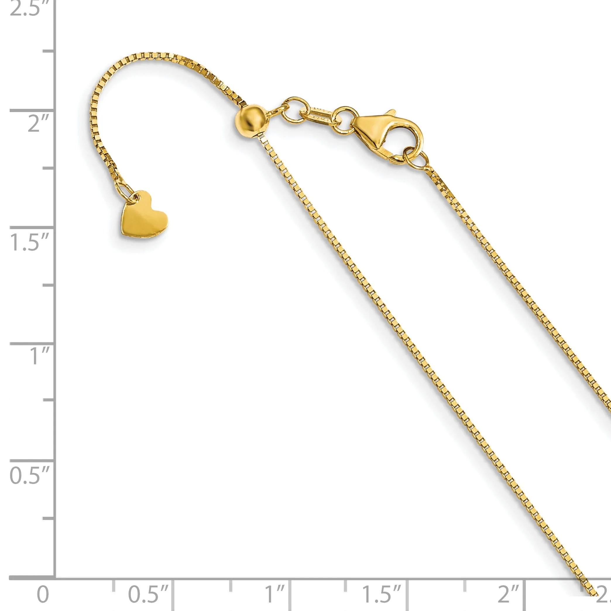 14k Yellow Gold Adjustable .7mm Baby Box Chain
