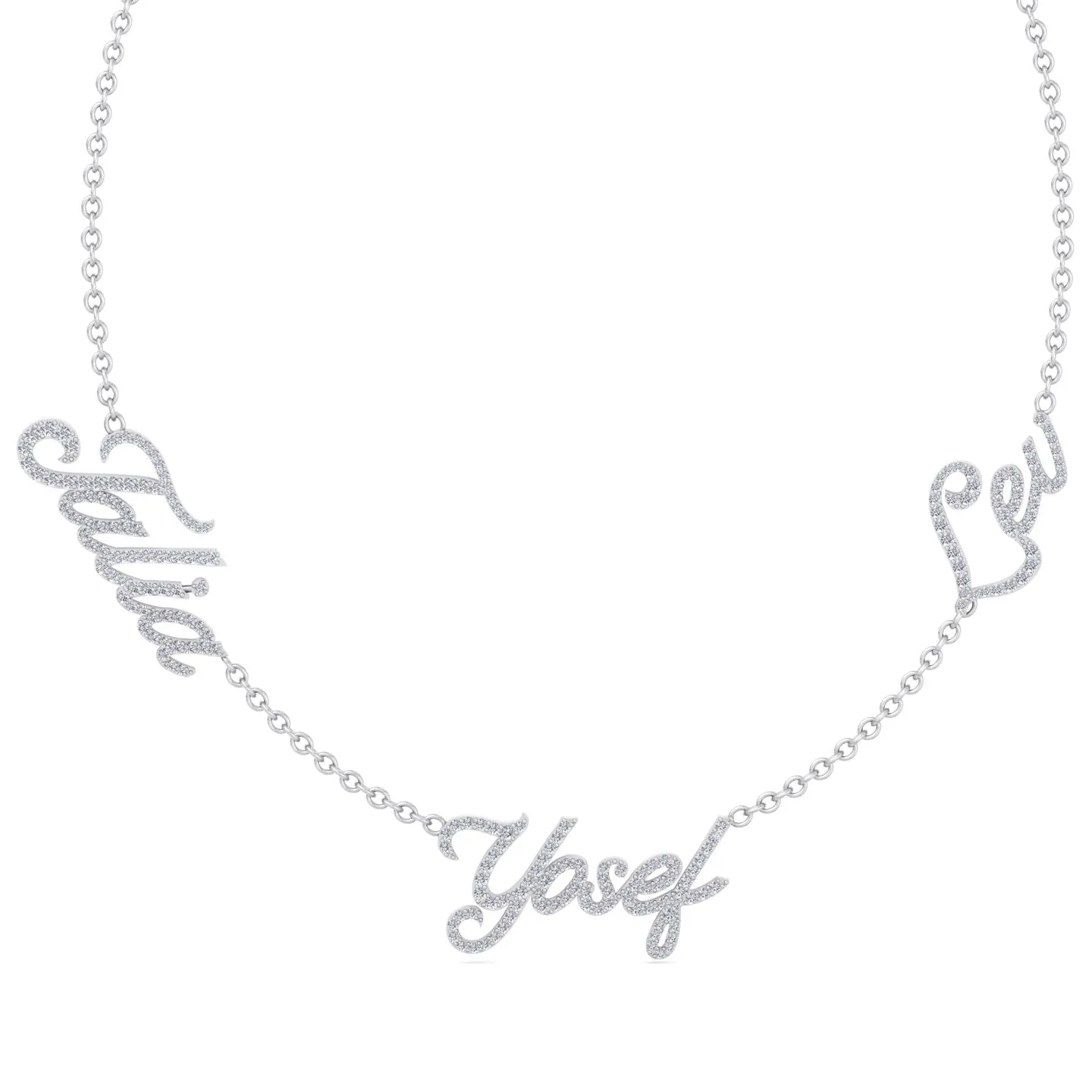 1.50CT T.W. Custom 3 Name Diamond Necklace