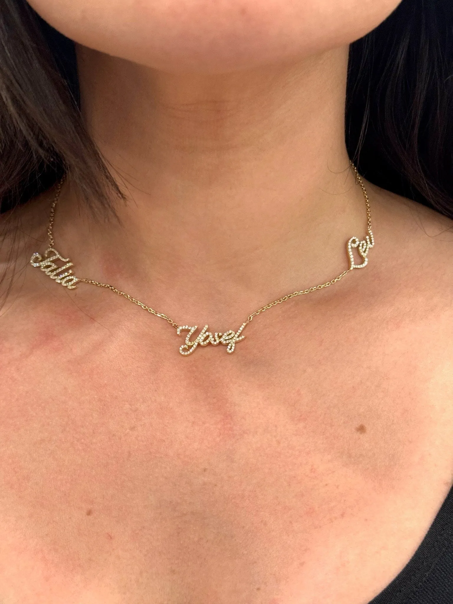 1.50CT T.W. Custom 3 Name Diamond Necklace