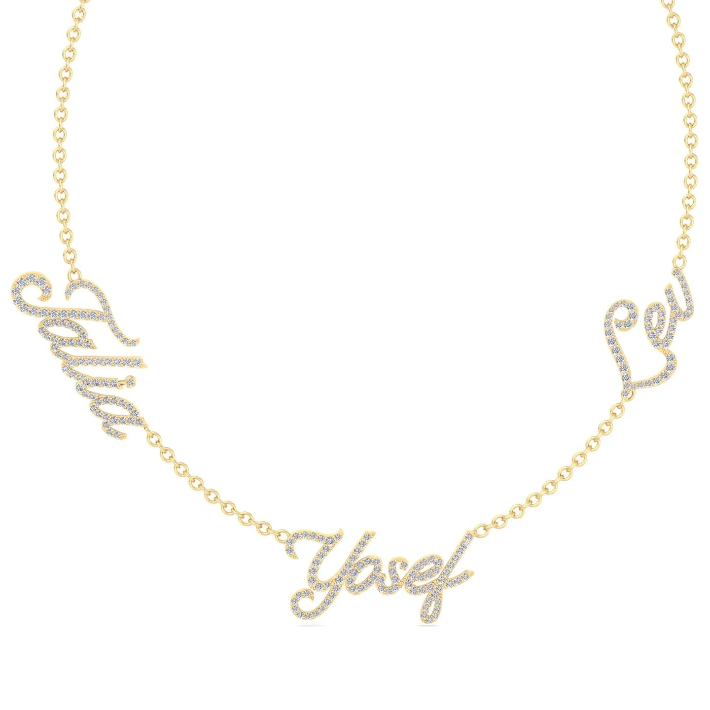 1.50CT T.W. Custom 3 Name Diamond Necklace