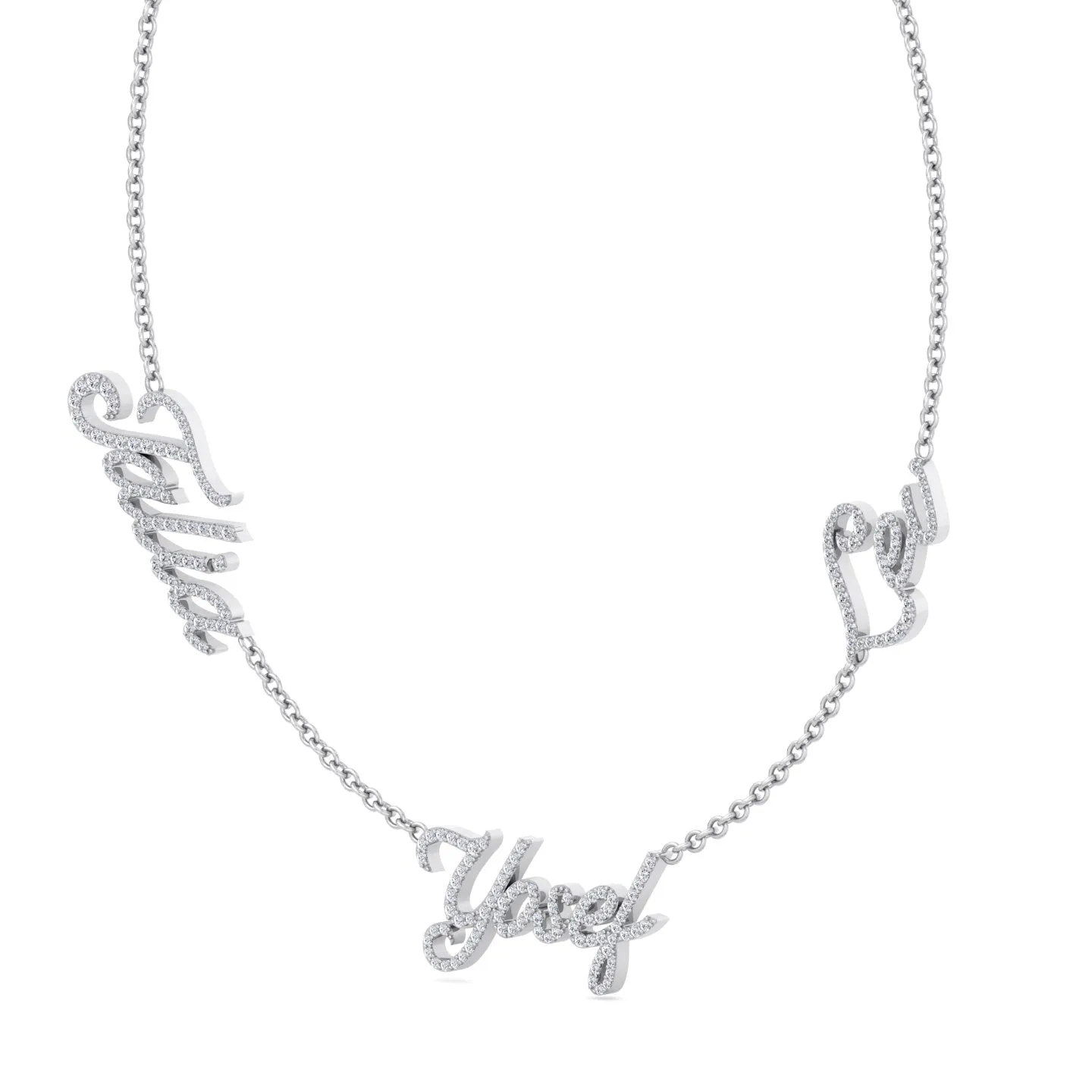 1.50CT T.W. Custom 3 Name Diamond Necklace