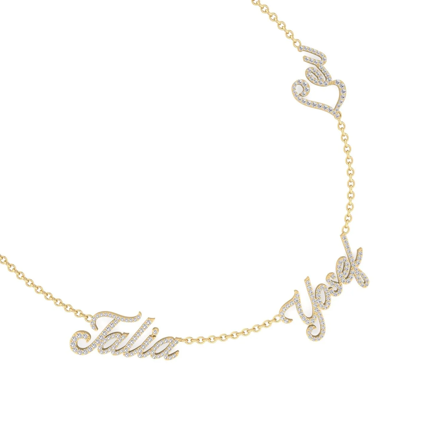 1.50CT T.W. Custom 3 Name Diamond Necklace