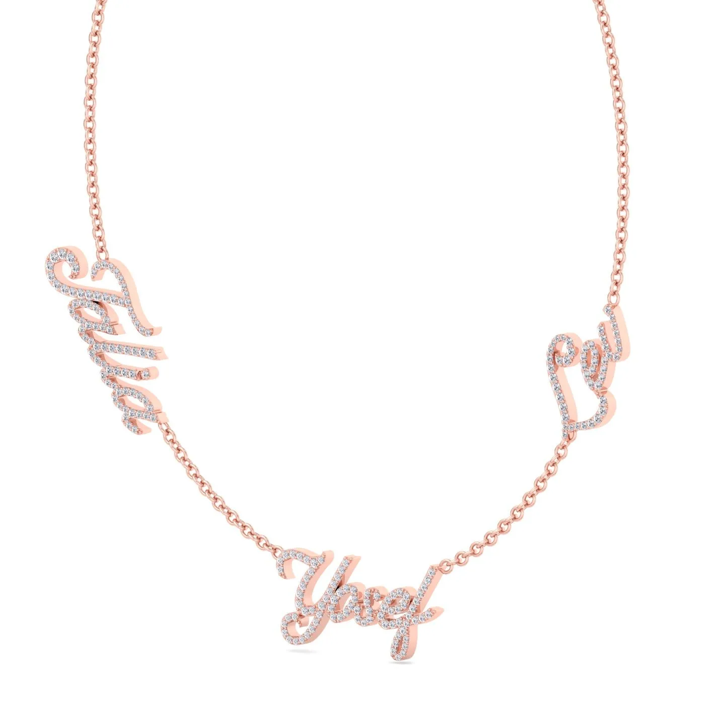 1.50CT T.W. Custom 3 Name Diamond Necklace
