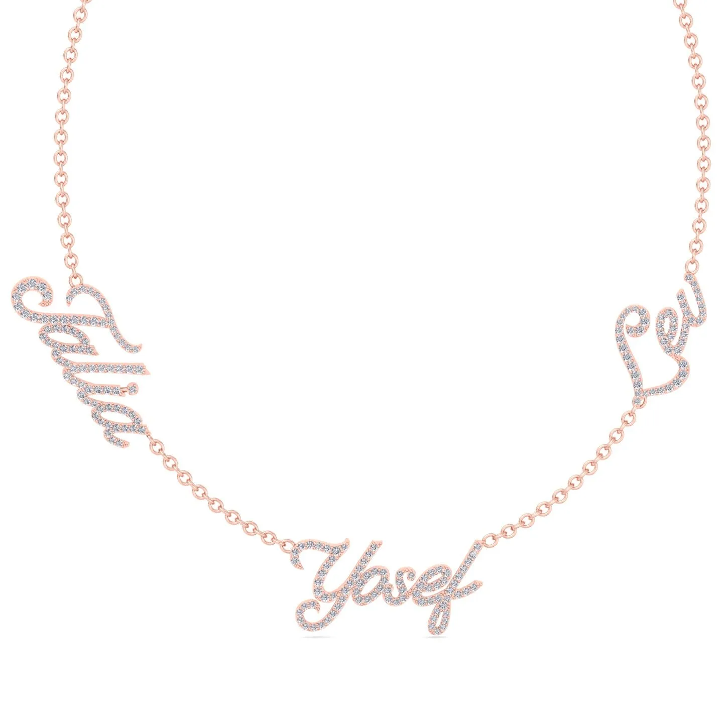 1.50CT T.W. Custom 3 Name Diamond Necklace