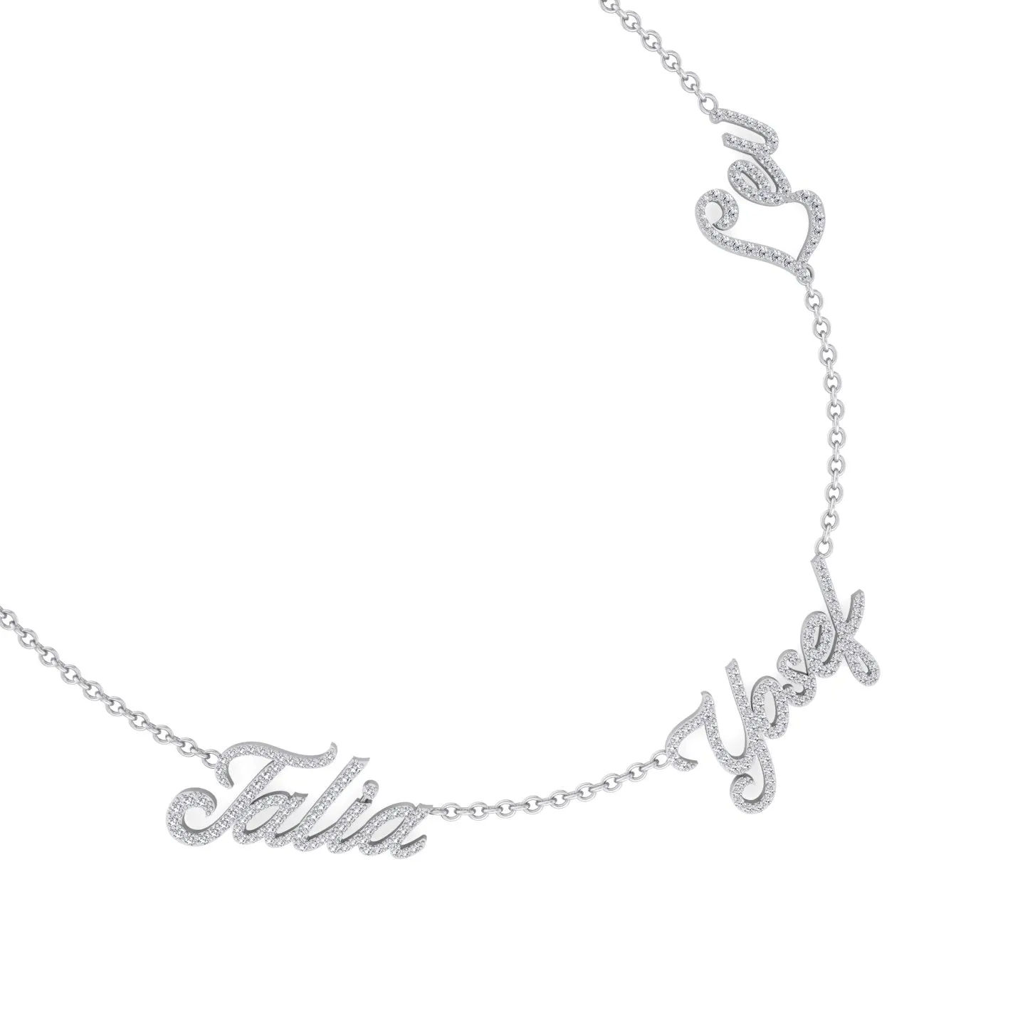 1.50CT T.W. Custom 3 Name Diamond Necklace