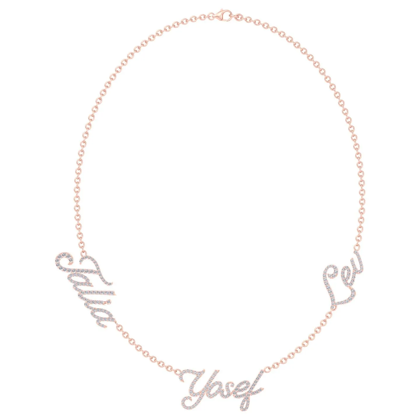 1.50CT T.W. Custom 3 Name Diamond Necklace