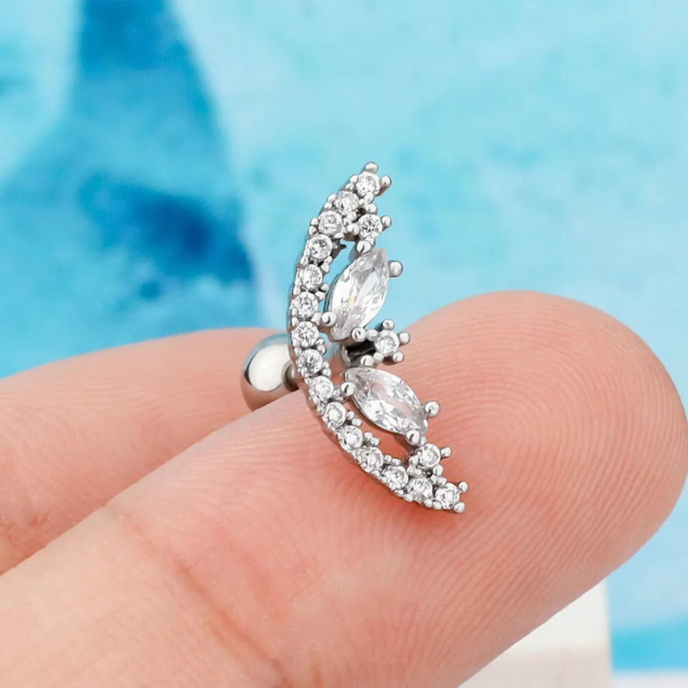16G Half Round Shape CZ Conch Stud Helix Earring