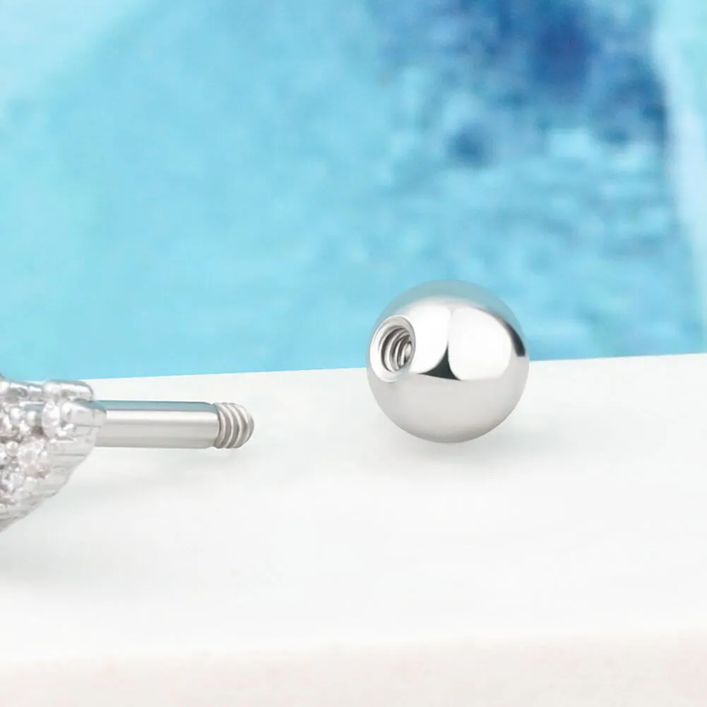 16G Half Round Shape CZ Conch Stud Helix Earring