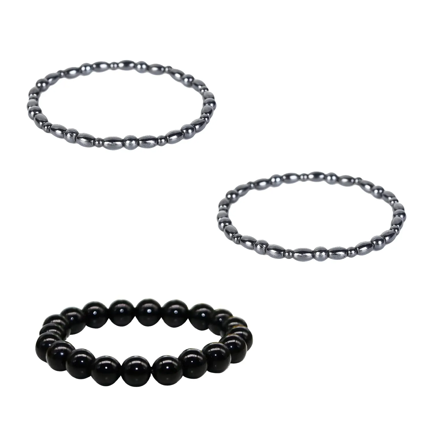 2 Black Magnetic Anklets and 1 Obsidian Anklet, Beaded Anklet, Elegant Simple Bracelet, Gift for Men and Women, Fashion Jewelry, Personalized Bracelet for Women