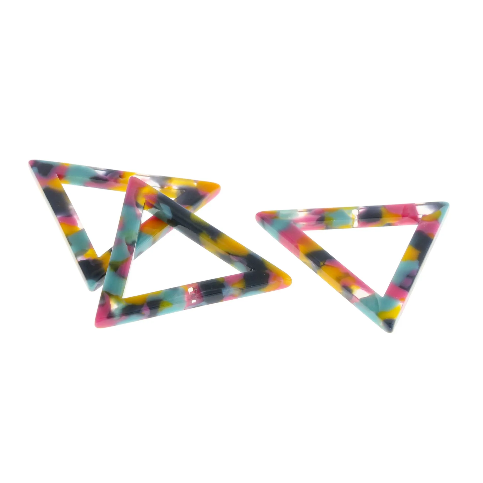 2 Rainbow Open Triangle Resin Charms - K218