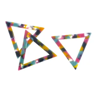 2 Rainbow Open Triangle Resin Charms - K218