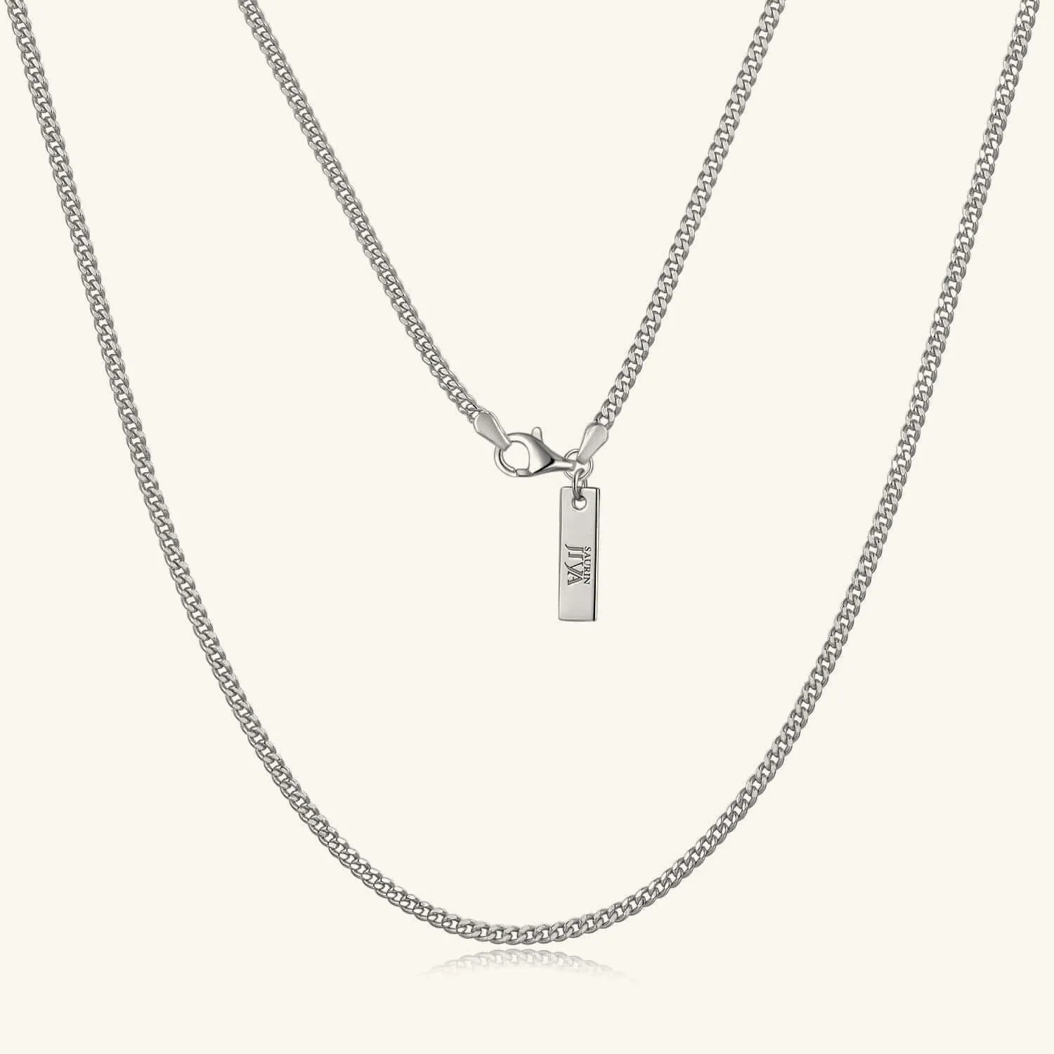 24K White Gold Cuban Link Chain - 2mm