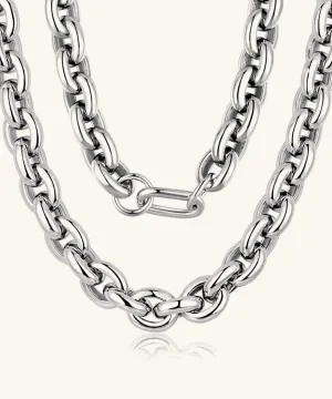 24K White Gold Rolo Statement Chain - 15mm