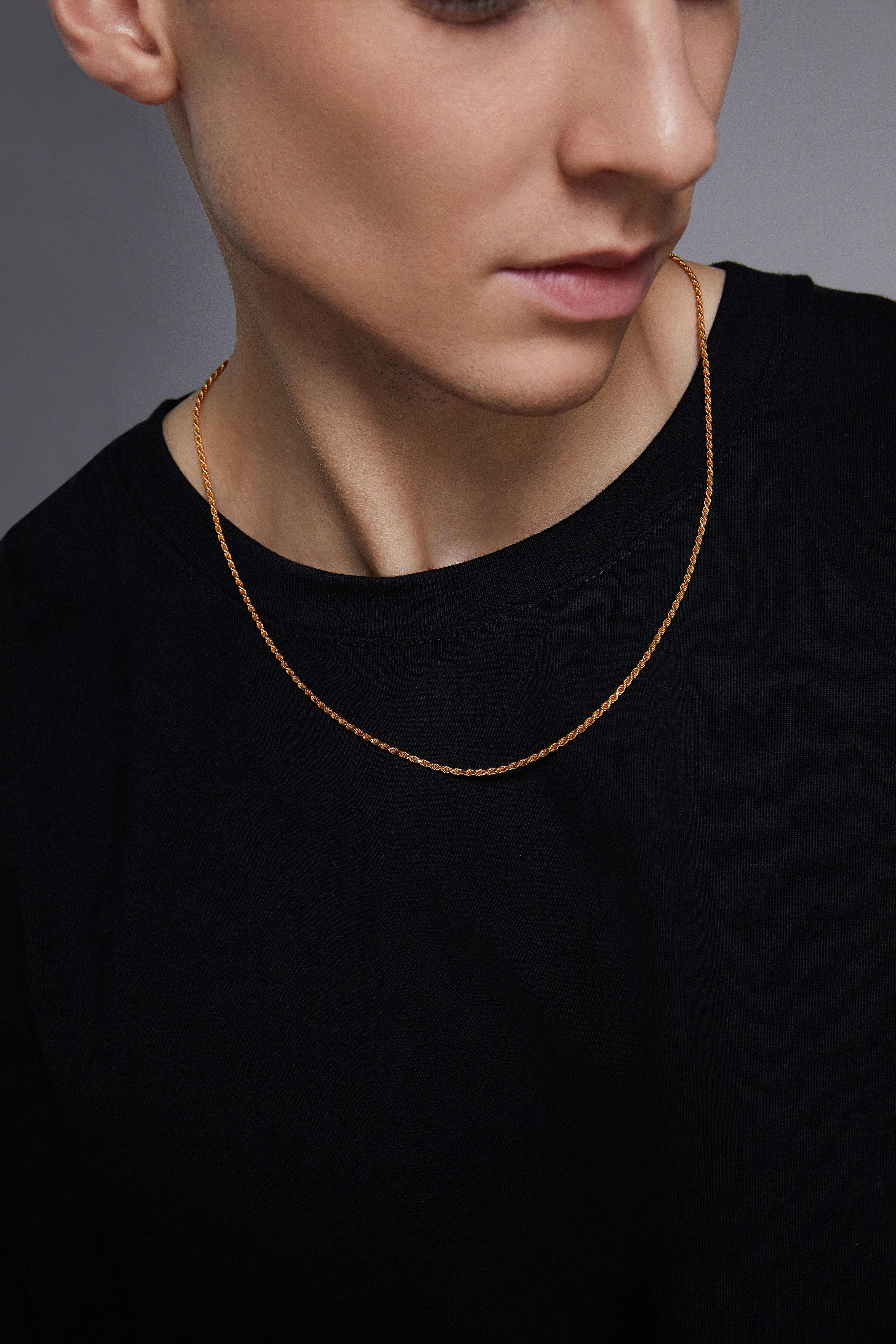 24K Yellow Gold Rope Chain - 2mm