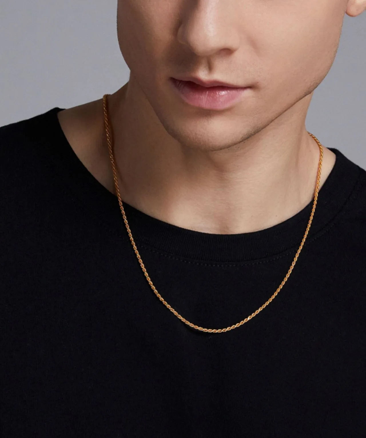 24K Yellow Gold Rope Chain - 2mm