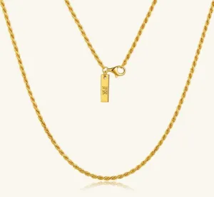 24K Yellow Gold Rope Chain - 2mm