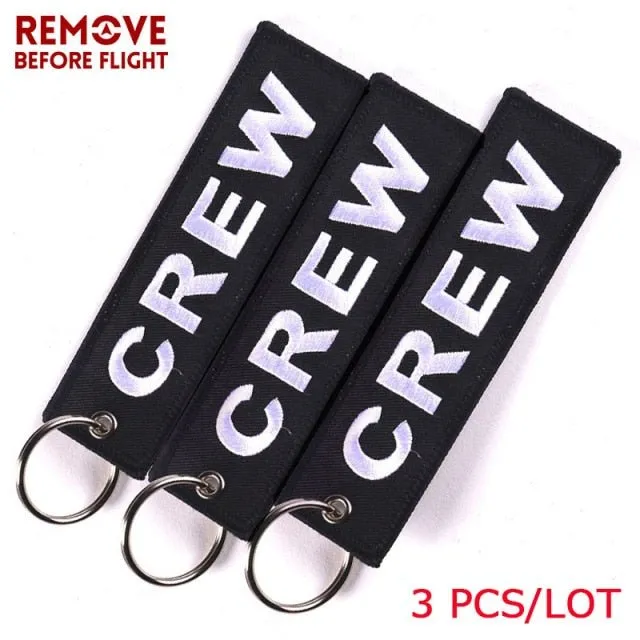 3 PCS/LOT BLACK CREW EMBROIDERY KEY CHAIN