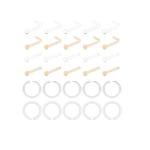 30PCS Clear Nose Rings Retainer Clear Bioflex Nose Rings Hoop