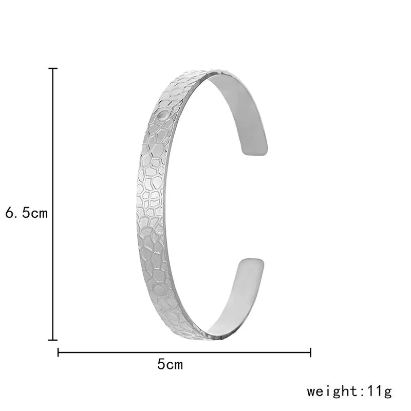 316L Stainless Steel Bangles For Women Gold Silver Color Nest Texture Open Bangle