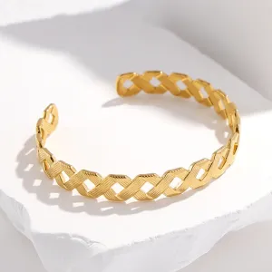 316L Stainless Steel Crossover Cuff Bracelet For Women