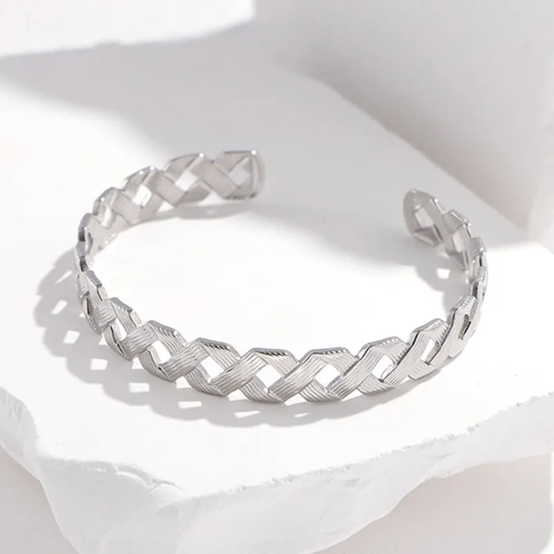 316L Stainless Steel Crossover Cuff Bracelet For Women