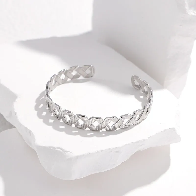 316L Stainless Steel Crossover Cuff Bracelet For Women