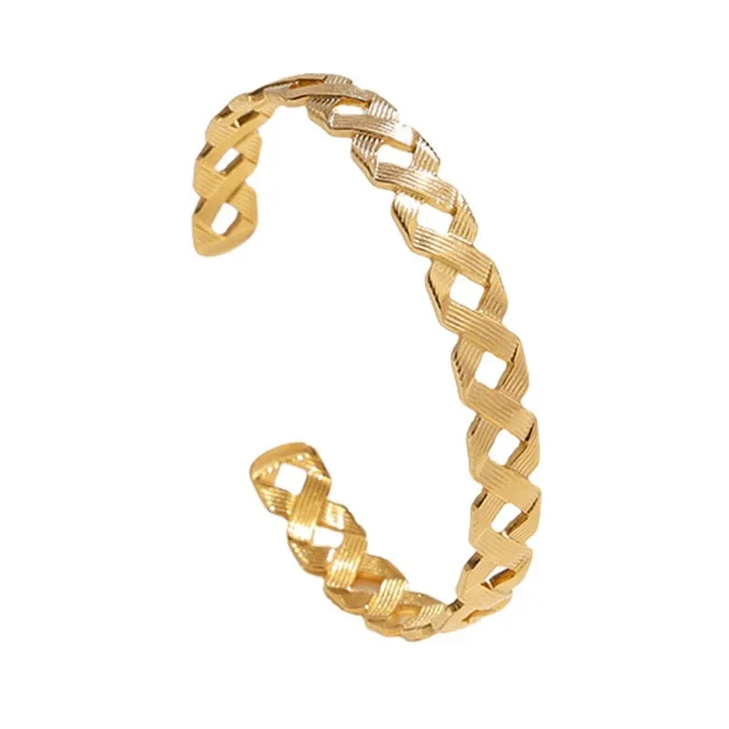 316L Stainless Steel Crossover Cuff Bracelet For Women