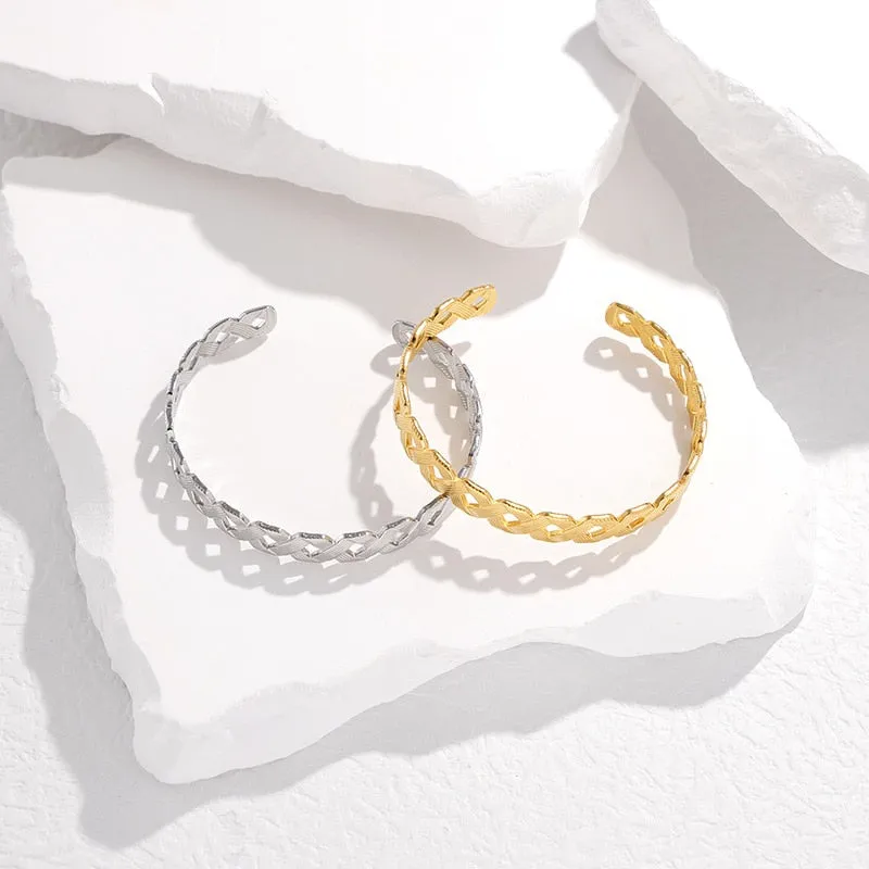 316L Stainless Steel Crossover Cuff Bracelet For Women