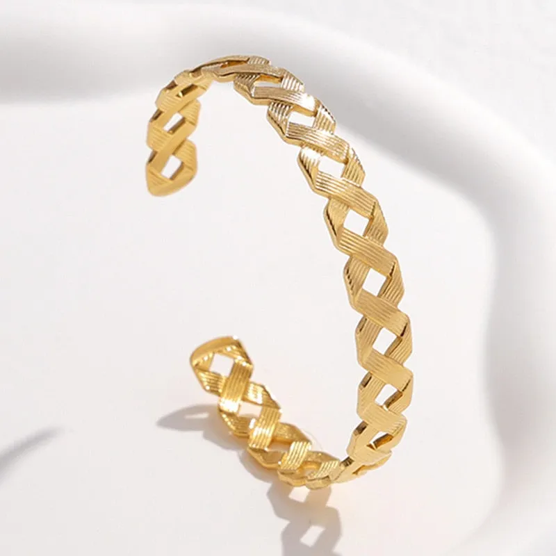 316L Stainless Steel Crossover Cuff Bracelet For Women