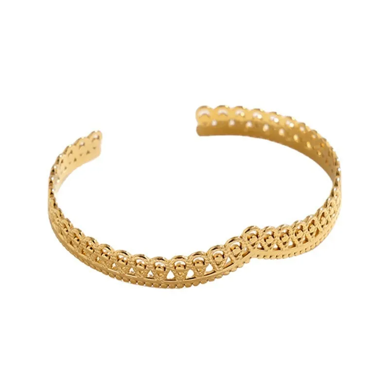 316L Stainless Steel Crown Cuff Bracelet For Women