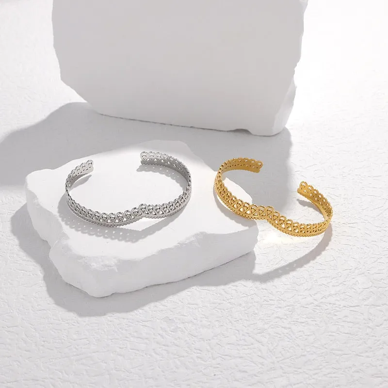 316L Stainless Steel Crown Cuff Bracelet For Women