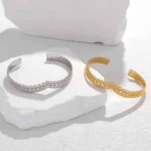 316L Stainless Steel Crown Cuff Bracelet For Women