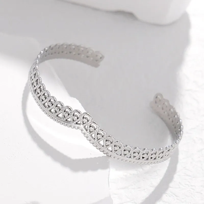 316L Stainless Steel Crown Cuff Bracelet For Women