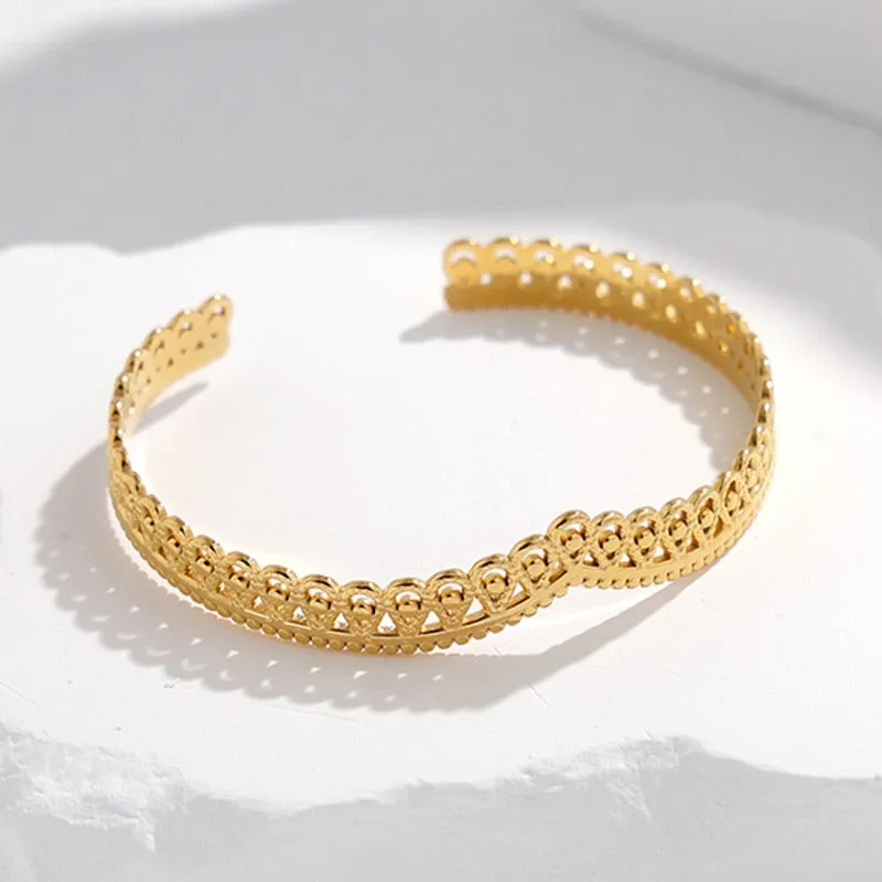 316L Stainless Steel Crown Cuff Bracelet For Women