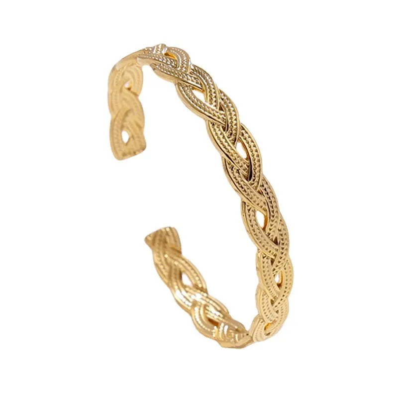 316L Stainless Steel Geometric Weaving Cuff Bracelet For Women